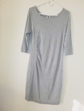 Seraphine Dress Ruched Side Gray Size 6 Women's 3/4 Sleeve Maternity Soft